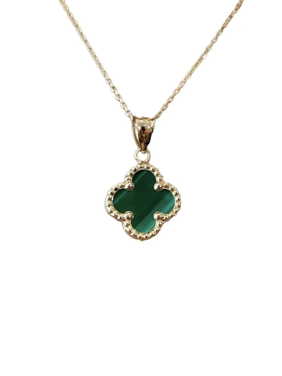 14 Ayar Altın Yeşil Yonca Kolye