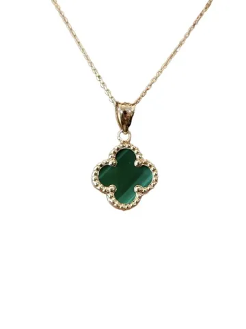 14 Ayar Altın Yeşil Yonca Kolye