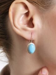 14 Ayar Altın Burma Firuze Küpe