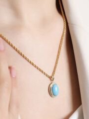 14 Ayar Altın Burma Firuze Kolye Ucu