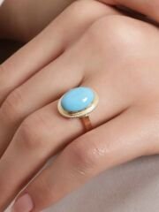 14 Ayar Altın Burma Firuze Yüzük