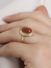 14 Ayar Altın Burma Kumtaş Yüzük