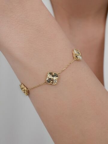 14 Ayar Altın 3’lü Yonca Bileklik