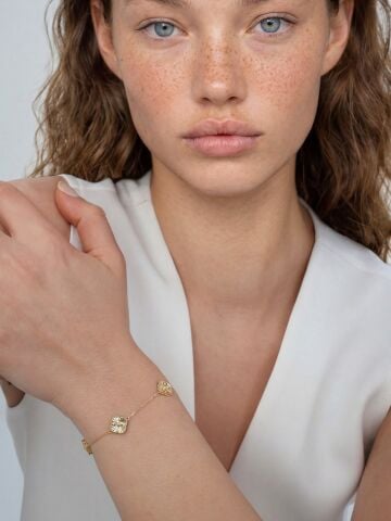 14 Ayar Altın 3’lü Küçük Yonca Bileklik