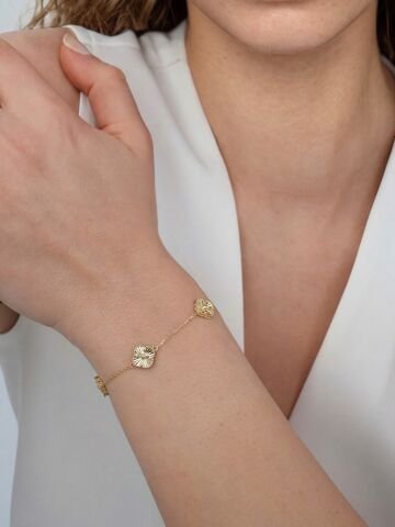 14 Ayar Altın 3’lü Küçük Yonca Bileklik