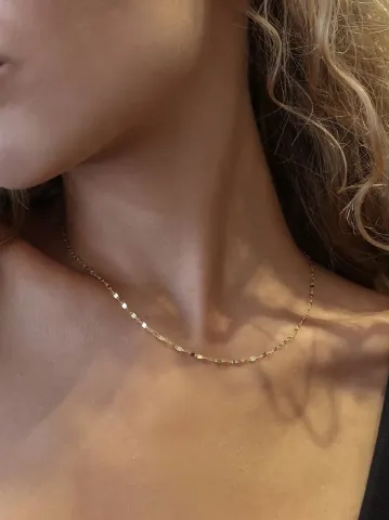 Parlak Aynalı 14 Ayar Altın Zincir