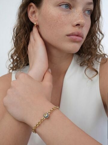 14 Ayar Altın Tekli Nazar Boncuklu Bileklik