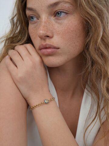 14 Ayar Altın Tekli Nazar Boncuklu Bileklik