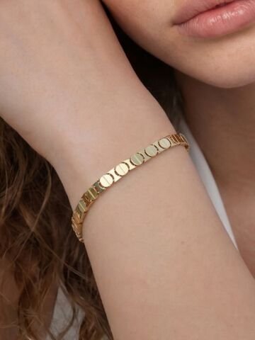 14 Ayar Altın Disk Plaka Bileklik