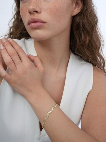 14 Ayar Altın Zigzag Ajda Bileklik