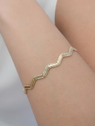 14 Ayar Altın Zigzag Ajda Bileklik