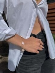 14 Ayar Altın Büyük Pembe Yonca Bileklik