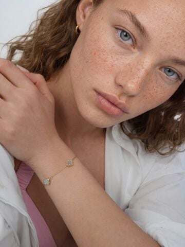 14 Ayar Altın Küçük Sedef Yonca Bileklik