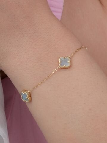 14 Ayar Altın Küçük Sedef Yonca Bileklik