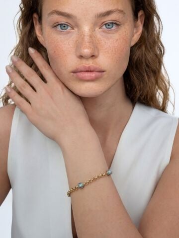 14 Ayar Altın Üçlü Nazar Boncuklu Bileklik