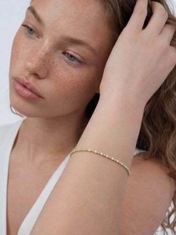 14 Ayar Altın Taşlı Top Bileklik