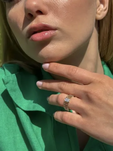 Baget Taşlı Spor 14 Ayar Altın Yüzük