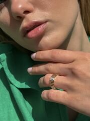 Baget Taşlı Spor Altın Yüzük