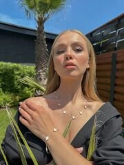 14 Ayar Altın Beyaz Yonca Bileklik