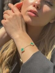 Yeşil Yonca Altın Bileklik