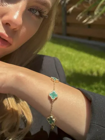 Yeşil Yonca Altın Bileklik