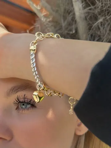 14 Ayar Altın Kalpli Sevgi Bileklik