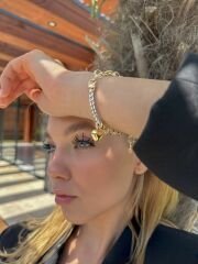 14 Ayar Altın Kalpli Sevgi Bileklik