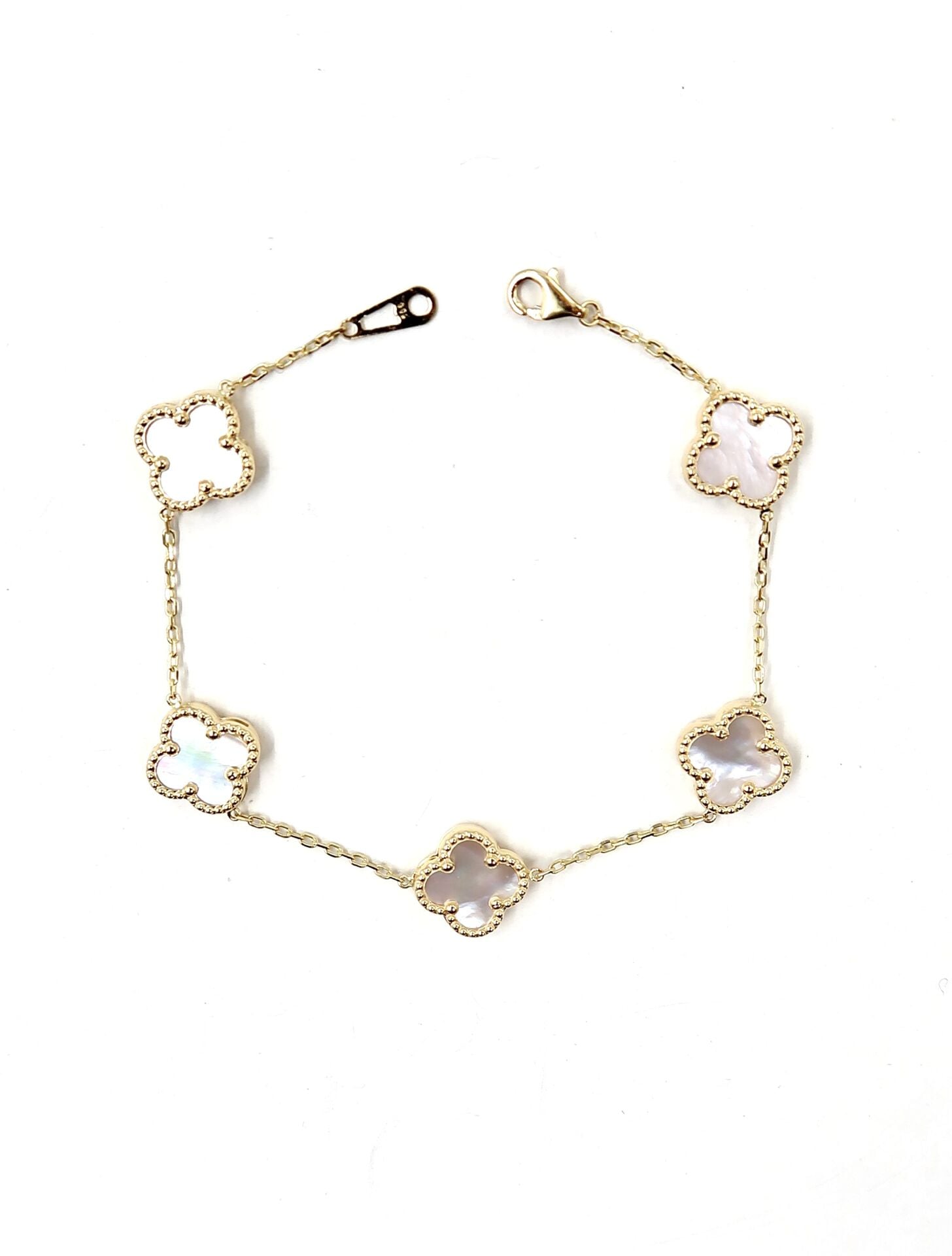 14 Ayar Sedefli Yonca Altın Bileklik