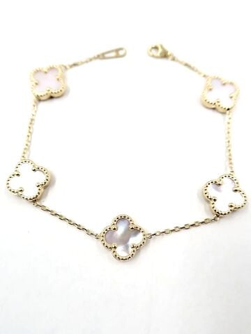 14 Ayar Sedefli Yonca Altın Bileklik