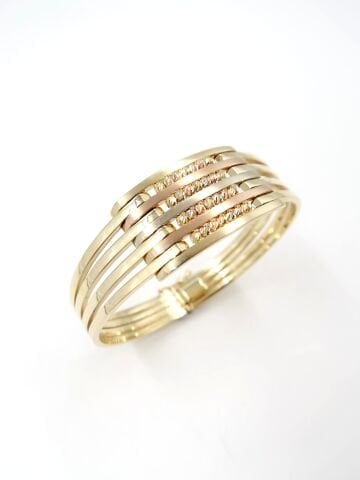 14 Ayar Altın Tricolor Dorika Kaburga Kelepçe