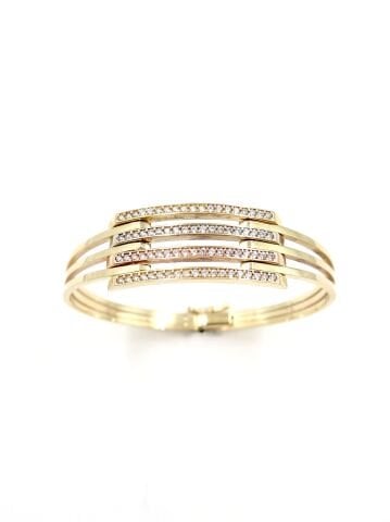 Tricolor Taşlı Altın Kaburga Kelepçe