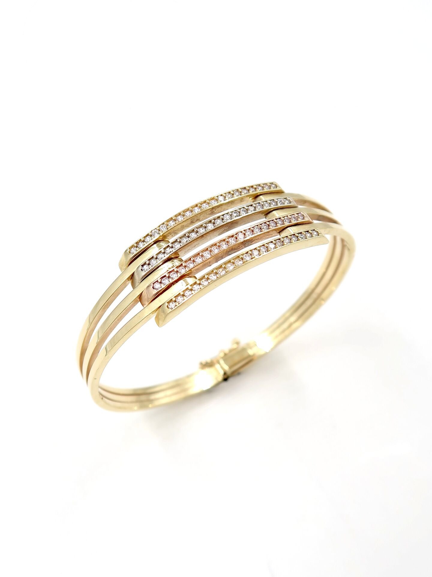 14 Ayar Altın Tricolor Taşlı Kaburga Kelepçe