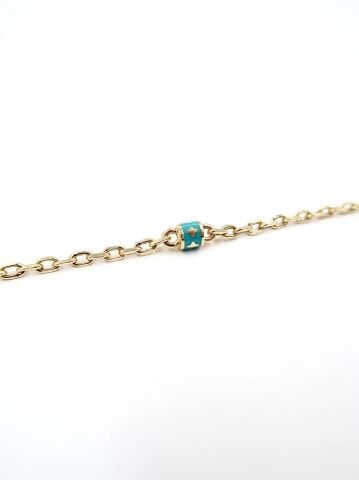 Mavi Mineli Çıtır Altın Bileklik