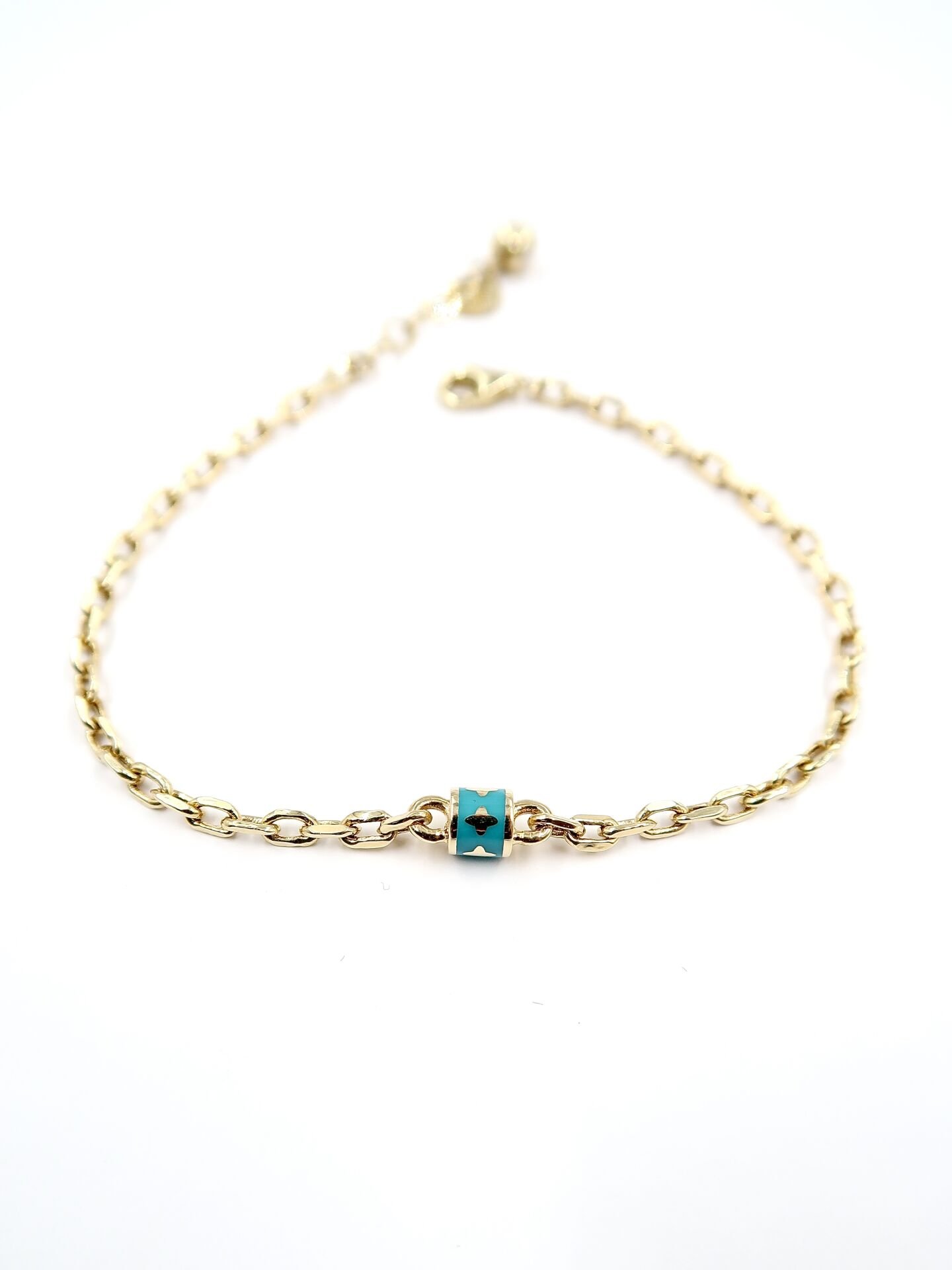 Mavi Mineli Çıtır Altın Bileklik