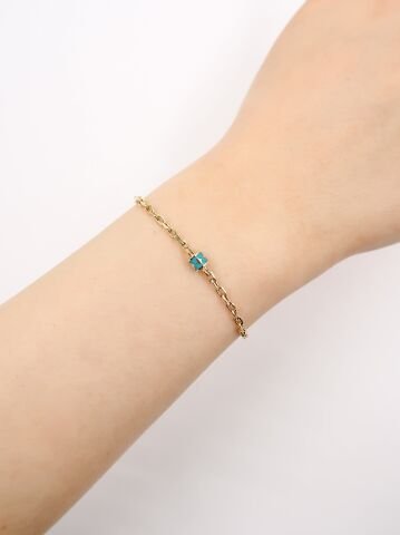 Mavi Mineli Çıtır Altın Bileklik
