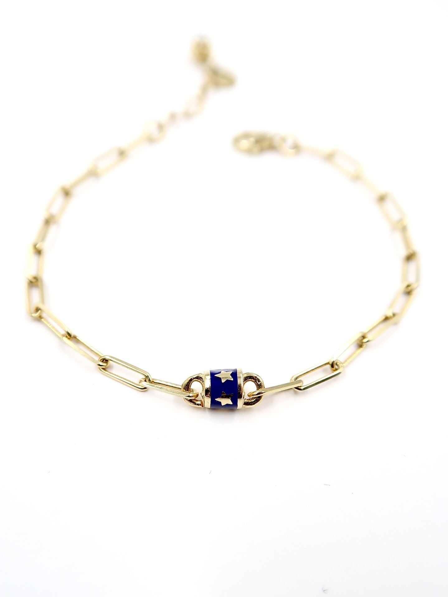 Lacivert Mineli Çıtır Altın Bileklik