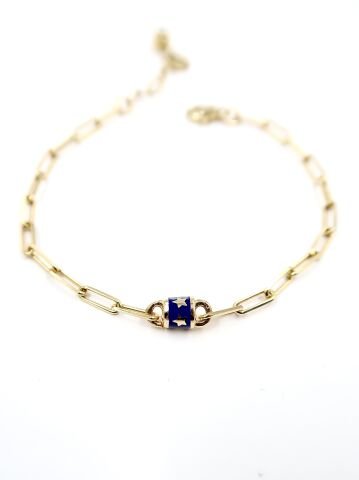 Lacivert Mineli Çıtır Altın Bileklik