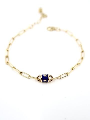 Lacivert Mineli Çıtır Altın Bileklik