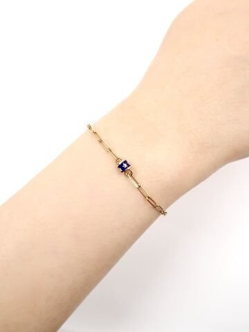 Lacivert Mineli Çıtır Altın Bileklik
