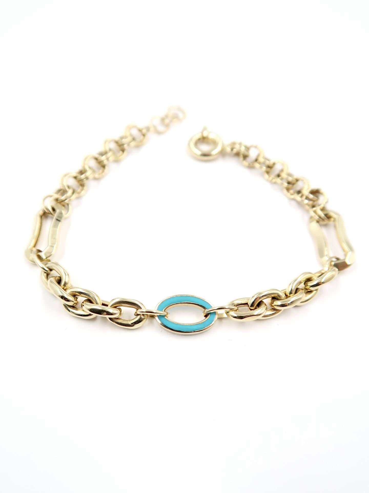 Mavi Mineli Spor Altın Bileklik