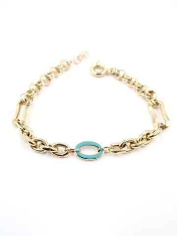 Mavi Mineli Spor Altın Bileklik