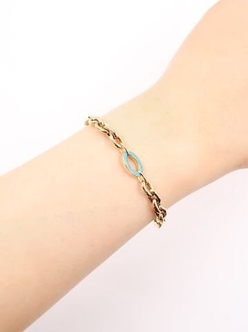 Mavi Mineli Spor Altın Bileklik