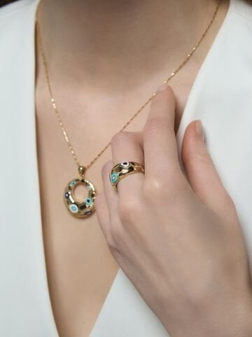 14 Ayar Altın Mavi Mine Set – İyi Enerjinin Simgesi