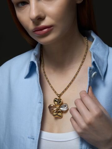 “Fiorenza” 14 Ayar Tasarım Altın Kolye– Sanatın ve Zarafetin Çiçeği