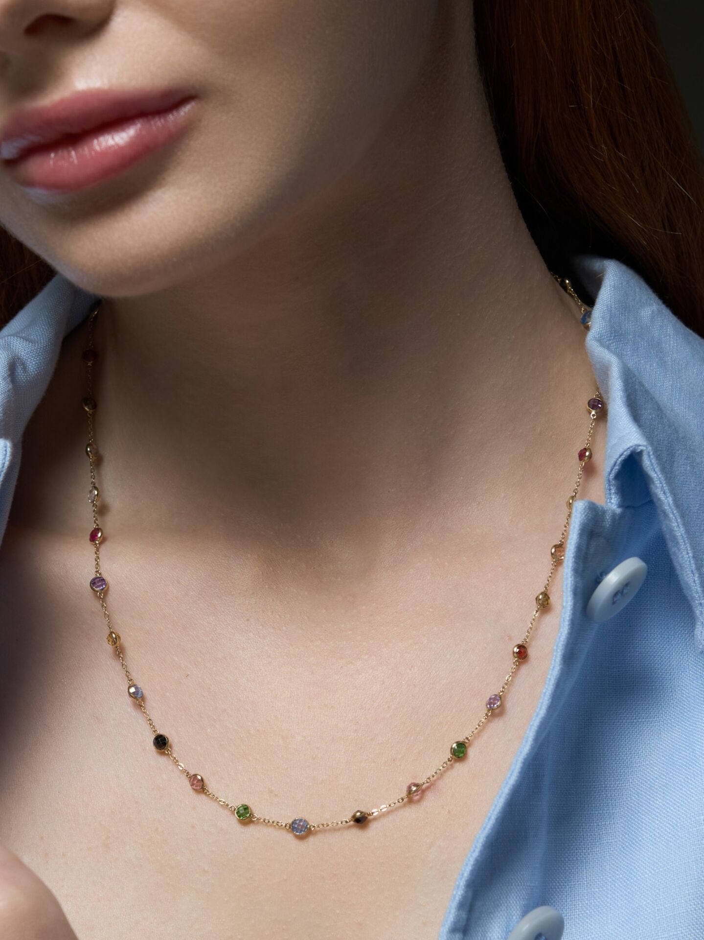 14 Ayar Altın Renkli Taşlı “Lucea” Kolye – Işığın Dansı