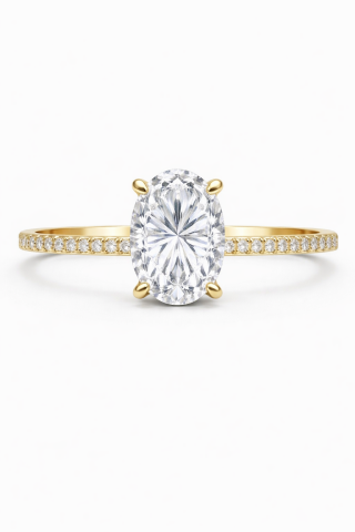 14 Ayar Altın Oval Tektaş Yüzük