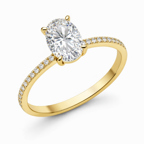 14 Ayar Altın Oval Tektaş Yüzük