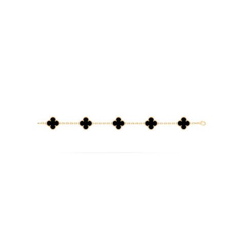 14 Ayar Altın Siyah Büyük Yonca Bileklik