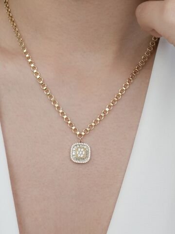 14 Ayar Altın Baget Taşlı Set