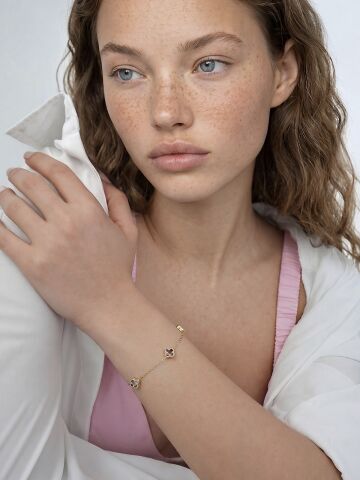 14 Ayar Renkli Küçük Yonca Altın Bileklik